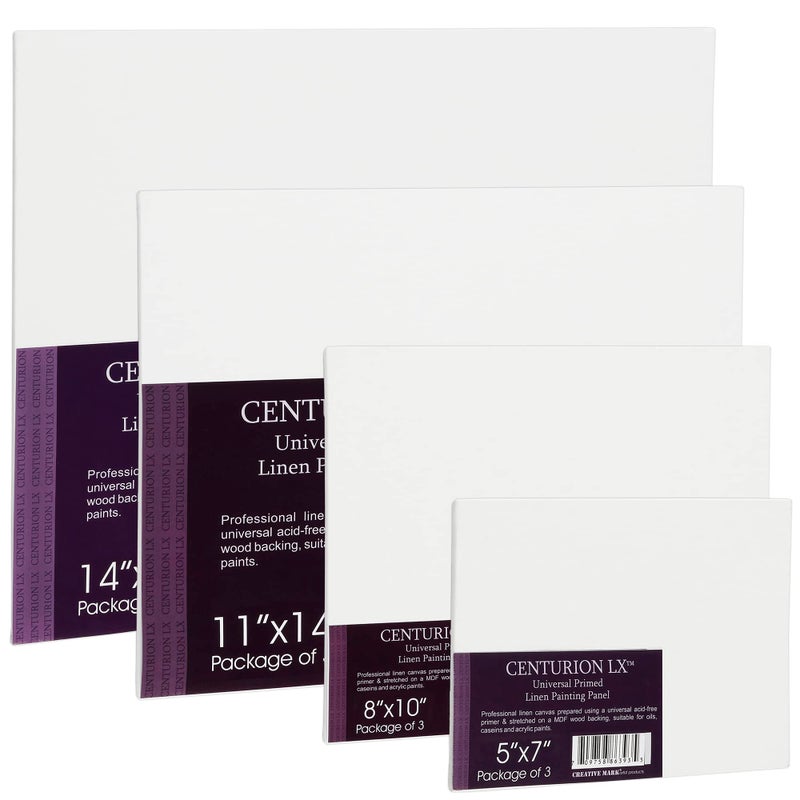 Centurion All-Media Primed Linen Panels - 11x14 3 Pack - 11oz Universal Primed Canvas Boards for Painting, Mounted on MDF Wood, Non-Warping, Ideal for Artists, Professionals, and Painters - Image 3